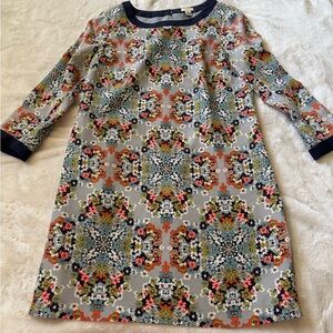 Floral Patterned Dress with Navy Accents